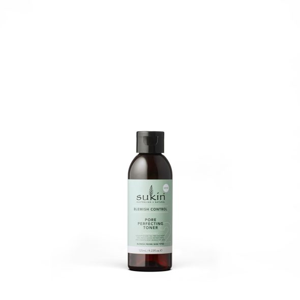 Viser svart flaske med Pore Perfection Toner Fra Sukin