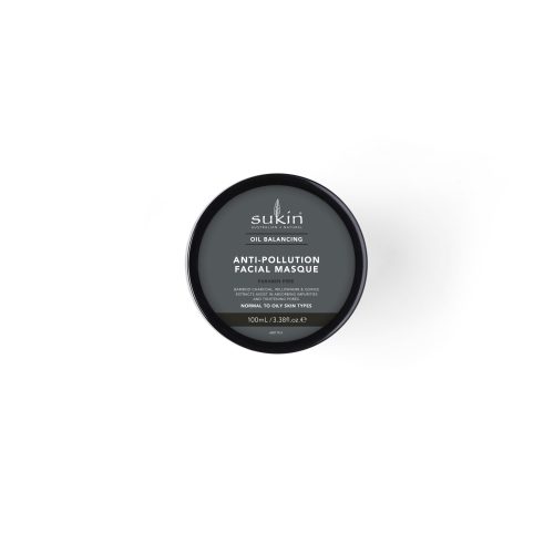 Viser en rund boks med Anti-Pollution Facial Masque fra Sukin