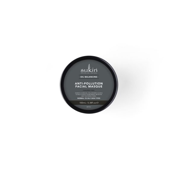 Viser en rund boks med Anti-Pollution Facial Masque fra Sukin