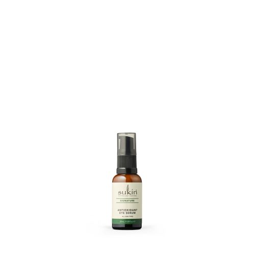Viser glassflaske med pipet som inneholder Antioxidant Eye Serum