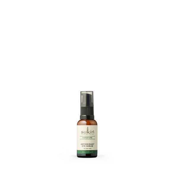 Viser glassflaske med pipet som inneholder Antioxidant Eye Serum