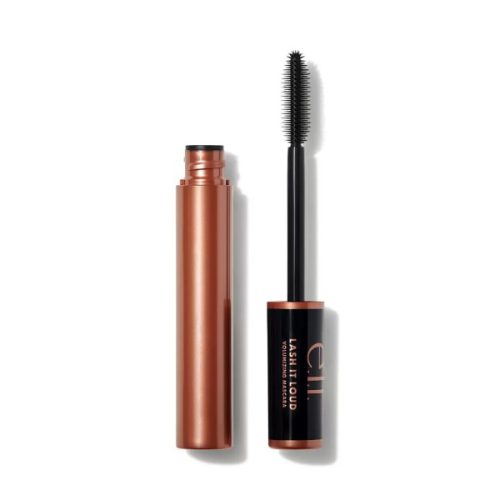 produktbilde, viser Lash it loud mascara i 2 deler. Lokk med børste hode og flaske med mascara i
