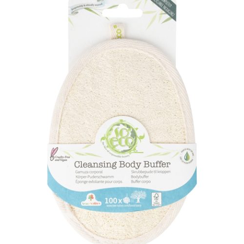 Viser oval kremfarget body buffer fra So Eco